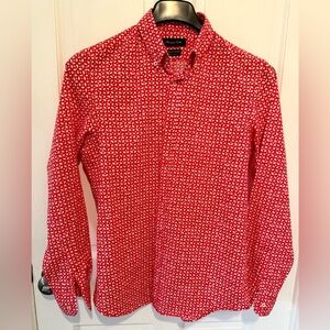 Massimo Dutti Red and White Patterned Men's Shirt